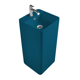 Nic-Design Умивальник окремо стоячий Nic Design Semplice 40х40х85 см з отвором під змішувач, злив у стіну, Denim глянець (001371076)
