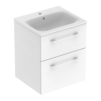 Тумба с раковиной Geberit Selnova Square slim rim 55 см, белый глянцевый (501.232.00.1)