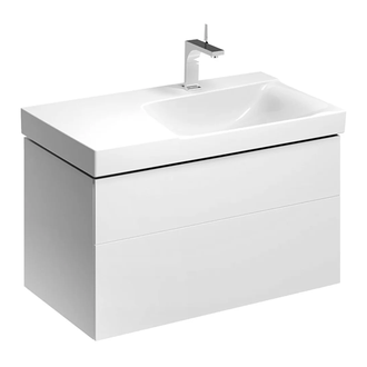 Тумба под раковину с двумя выдвижными ящиками Geberit Xeno² 880 х 462 мм, белый глянцевый (вырез под сифон справа) (500.516.01.1) фото 1 Aquada.com.ua