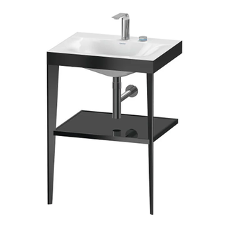 Металлическая консоль с раковиной c-bonded Duravit XViu 60 х 48 х h85 см, чёрный матовый/чёрный глянцевый (XV4714EB240) фото 1 Aquada.com.ua