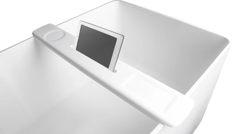 VOLLE Полка на ванну 87*11,5*2,4мм накладная каменная Solid surface, белый (18-40-403) фото 1 Aquada.com.ua