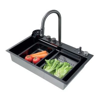 ZERIX ZH7546-SET-01 Мийка з вбудованим змішувачем, NANO-BLACK (ZM5575)
