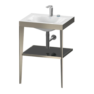 Металлическая консоль с раковиной c-bonded Duravit XViu 60 х 48 х h85 см, матовое шампанское/чёрный глянцевый (XV4714EB140) фото 1 Aquada.com.ua