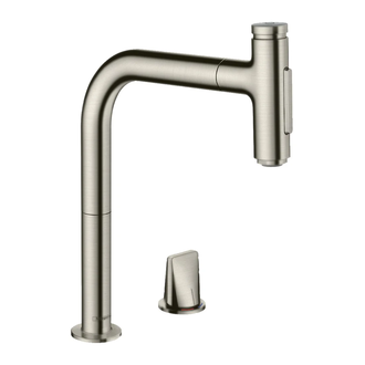 Смеситель для кухни Hansgrohe Metris Select 200 2jet, sBox (цвет - сталь), с вытяжным душем (73818800) фото 1 Aquada.com.ua