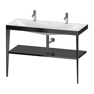 Металлическая консоль с раковиной c-bonded Duravit XViu 120 х 48 х h85 см, чёрный матовый/чёрный глянцевый (XV4718OB240) фото 1 Aquada.com.ua