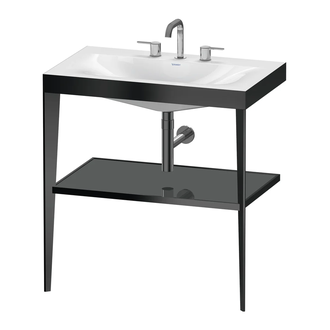 Металлическая консоль с раковиной c-bonded Duravit XViu 80 х 48 х h85 см, чёрный матовый/серый (XV4715TB289) фото 1 Aquada.com.ua