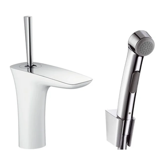 Набор для биде Hansgrohe PuraVida (цвет - хром/белый), с донным клапаном Push-Open (15275400) фото 1 Aquada.com.ua