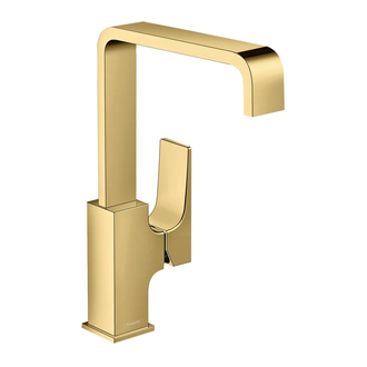 Смеситель для раковины Hansgrohe Metropol (цвет - полированное золото), с доным клапаном Push-Open (32511990) фото 1 Aquada.com.ua