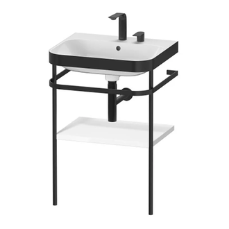 Раковина c-bonded с напольной металлической консолью Duravit Happy D.2 Plus 57,5 х 49 см (HP4735E2222) фото 1 Aquada.com.ua