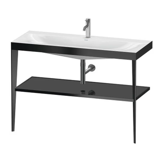 Металлическая консоль с раковиной c-bonded Duravit XViu 120 х 48 х h85 см, чёрный матовый/чёрный глянцевый (XV4717OB240) фото 1 Aquada.com.ua