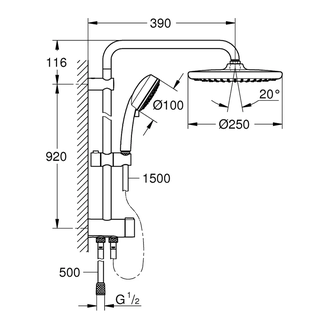 Душова система із перемикачем Grohe New Tempesta Cosmop. System (26675000)
