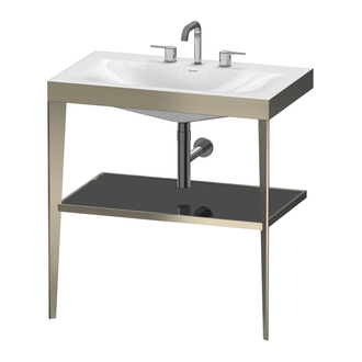 Металлическая консоль с раковиной c-bonded Duravit XViu 80 х 48 х h85 см, матовое шампанское/чёрный глянцевый (XV4715TB140) фото 1 Aquada.com.ua