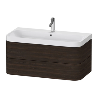 Тумба подвесная с раковиной c-shaped Duravit Happy D.2 Plus 97,5 х 49 см, орех брашированный (HP4348E6969) фото 1 Aquada.com.ua