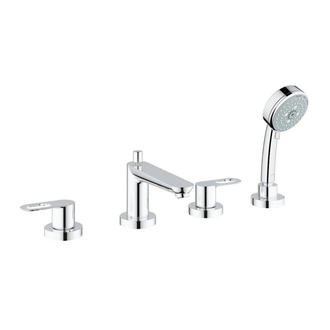 Смеситель на борт ванны Grohe Bau Edge (цвет - хром), с душевым гарнитуром (25120000) фото 1 Aquada.com.ua