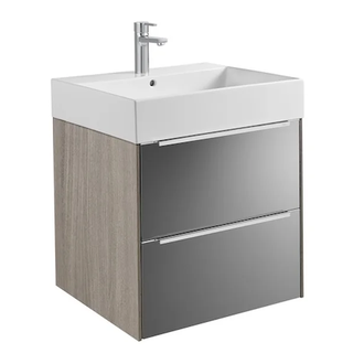 Комплект из раковины и тумбы Roca Inspira 600 х 498 х 674 мм (цвет отделки - 403 city oak / dark mirror) (A851075403) фото 1 Aquada.com.ua