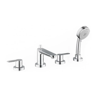 Смеситель на борт ванны Grohe Bau Edge (цвет - хром), с душевым гарнитуром (2512000A) фото 1 Aquada.com.ua