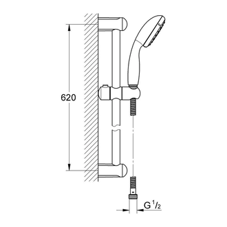 GROHE Душовий гарнітур, 1 режим струменю New Tempesta 100  (27853001) фото 4 Aquada.com.ua
