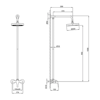 Frap F2426 Душова система, хром (F2426)