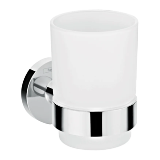 Стакан для зубных щёток Hansgrohe Logis, хром/стекло матовое, белое (41718000) фото 1 Aquada.com.ua