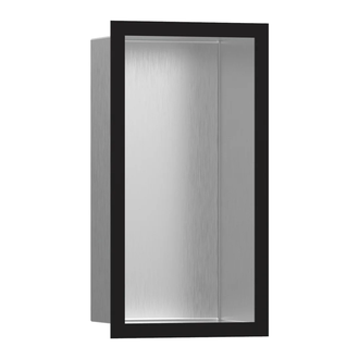 Настенная ниша из матовой нержавеющей стали с дизайнерской рамкой Hansgrohe XtraStoris Individual 30 х 15 х 10 см, чёрный матовый (56094670) фото 1 Aquada.com.ua