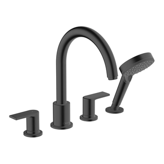 Смеситель на борт ванны Hansgrohe Vernis Blend (цвет - чёрный матовый), с душевым гарнитуром (71456670) фото 1 Aquada.com.ua
