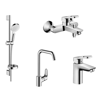 Набор смеситель для ванны и кухни 4-в-1 Hansgrohe Logis Loop/Crometta/Focus (цвет - хром) (1172019) фото 1 Aquada.com.ua