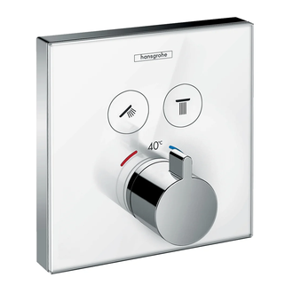 HANSGROHE Термостат  для двух потребителей, стеклянный, СМ белый/хром ShowerSelect (15738400) фото 1 Aquada.com.ua
