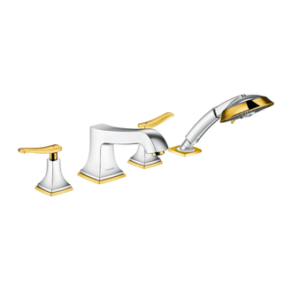 HANSGROHE Смеситель на край ванны, на 4 отверстия, с рычажными рукоятками, хром/золото Metropol Classic (31441090) фото 1 Aquada.com.ua