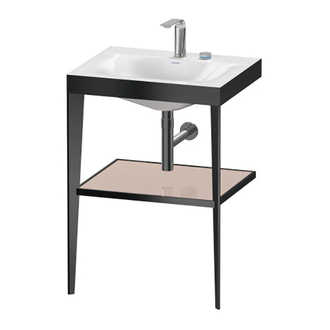 Металлическая консоль с раковиной c-bonded Duravit XViu 60 х 48 х h85 см, чёрный матовый/абрикосовый жемчуг (XV4714EB210) фото 1 Aquada.com.ua
