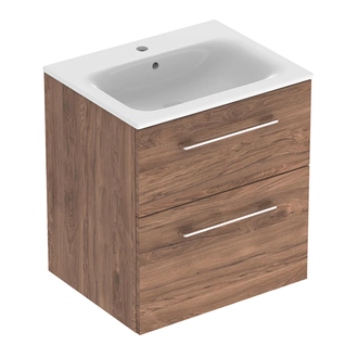 Тумба с раковиной Geberit Selnova Square slim rim 60 см, орех тёмный (501.238.00.1)