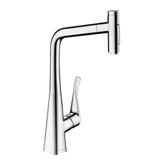Смеситель для кухни Hansgrohe Metris Select 320 2jet (цвет - хром), с вытяжным душем (73820000) фото 1 Aquada.com.ua