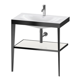 Металлическая консоль с раковиной c-bonded Duravit XViu 80 х 48 х h85 см, чёрный матовый/белый глянцевый (XV4715OB285) фото 1 Aquada.com.ua