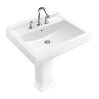 Раковина подвесная Villeroy & Boch Hommage 750 х 580 мм, с 3 отверстиями под смесителя (белый star white) (7101LGR2) фото 1 Aquada.com.ua
