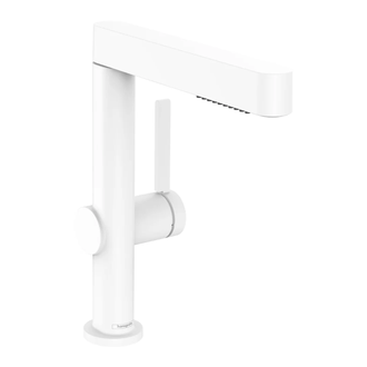 Смеситель для раковины высокий, с вытяжным душем, 2 вида струи Hansgrohe Finoris (цвет - белый матовый), с донным клапаном Push Open (76063700) фото 1 Aquada.com.ua