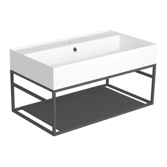 Раковина подвесная bianco matt 81 х 46 см Simas Agile с чёрной матовой консолью 80 x 45,5 x h28 см (AG81+AGSS81) фото 1 Aquada.com.ua