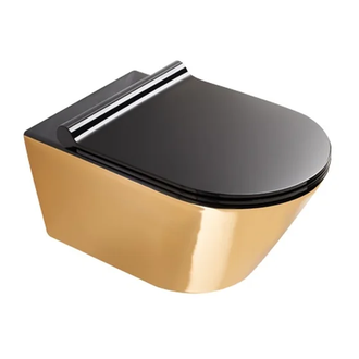 Унитаз подвесной NewFlush (безободковый) Catalano Gold & Silver с сиденьем Soft Close (1VS55NRNO+5SCSTPNNE) фото 1 Aquada.com.ua
