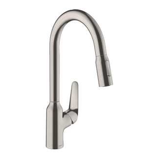Кухонный смеситель 220, с вытяжным душем, 2jet Hansgrohe Focus M42 (цвет - сталь) 71800800
