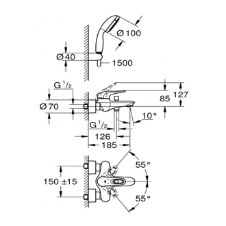 GROHE Смеситель для ванны EUROSTYLE (3359230A) фото 3 Aquada.com.ua