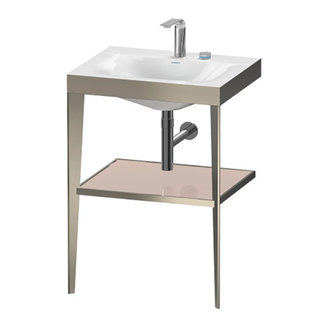 Металлическая консоль с раковиной c-bonded Duravit XViu 60 х 48 х h85 см, матовое шампанское/абрикосовый жемчуг (XV4714EB110) фото 1 Aquada.com.ua