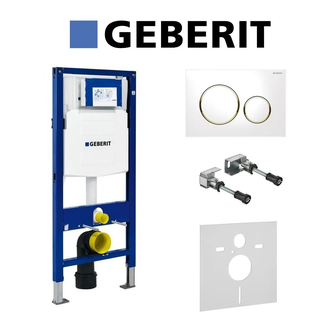 Инсталляция Geberit Duofix (3-в-1) в комплекте с клавишей Sigma 20, белая/золото (111.300.00.5+156.050.00.1+111.815.00.1+115.882.KK.1) фото 1 Aquada.com.ua