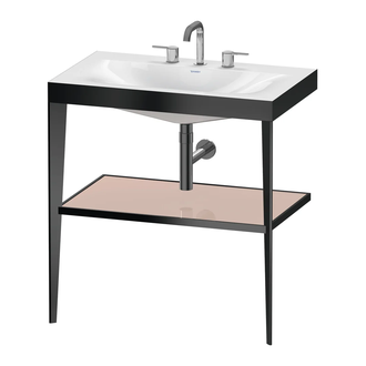 Металлическая консоль с раковиной c-bonded Duravit XViu 80 х 48 х h85 см, чёрный матовый/абрикосовый жемчуг (XV4715TB210) фото 1 Aquada.com.ua