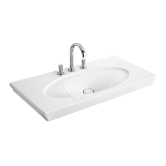 VILLEROY & BOCH LA BELLE умывальник 100*49см на 3 отв для тумбы А58410/20, 3 отверстия выбиты, белый альпин CeramicPlus (6124A1R1) фото 1 Aquada.com.ua