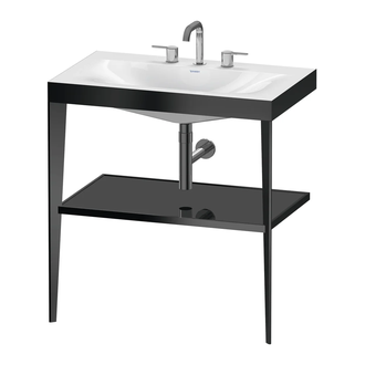 Металлическая консоль с раковиной c-bonded Duravit XViu 80 х 48 х h85 см, чёрный матовый/чёрный глянецевый (XV4715TB240) фото 1 Aquada.com.ua