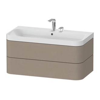 Тумба подвесная с раковиной c-shaped Duravit Happy D.2 Plus 97,5 х 49 см, лён (HP4348E7575) фото 1 Aquada.com.ua