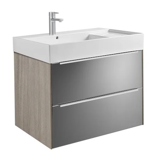 Комплект из раковины и тумбы Roca Inspira 800 х 498 х 674 мм (цвет отделки - 403 city oak / dark mirror) (A851076403) фото 1 Aquada.com.ua