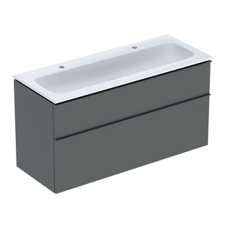 Тумба с раковиной Geberit iCon slim rim 120 см, корпус и фасад - лава мат / ручки - лава мат 502.338.JK.1