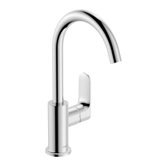 Смеситель для раковины высокий 210 Hansgrohe Rebris S (цвет - хром), с донным клапаном 72536000