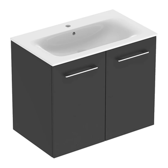 Тумба с раковиной Geberit Selnova Square slim rim 80 см, лава матовая (501.257.00.1)