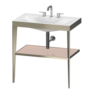 Металлическая консоль с раковиной c-bonded Duravit XViu 80 х 48 х h85 см, матовое шампанское/абрикосовый жемчуг (XV4715TB110) фото 1 Aquada.com.ua