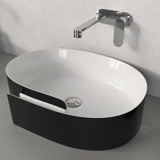 Раковина накладная на столешницу Flaminia Roll Bianco/Nero 56 х 42 см (RL56L/BIANCO/NERO) фото 1 Aquada.com.ua